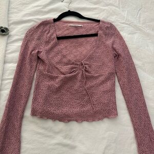 Kimchi Blue Mauve Lace Long Sleeve Blouse